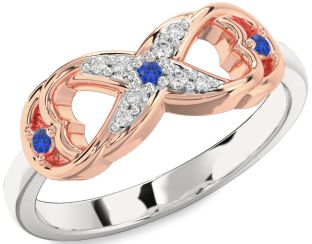 Diamond Blue Sapphire Rose Gold Silver Infinity Ring