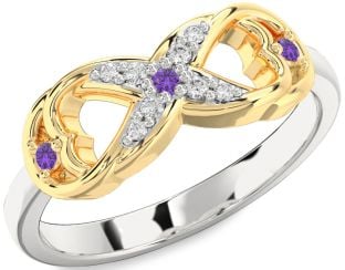 Diamond Amethyst Gold Silver Infinity Ring