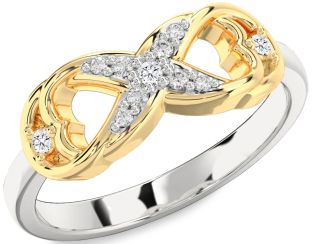 Diamond Silver & 10K gold Infinity Ring