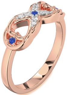 Diamond Blue Sapphire Rose Gold Infinity Ring