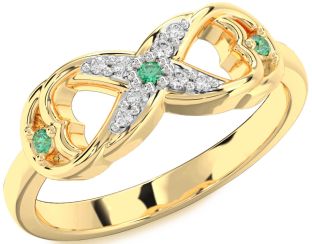 Diamond Emerald Gold Silver Infinity Ring