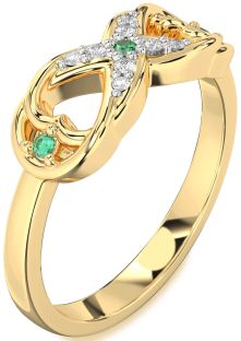 Diamond Emerald Gold Infinity Ring
