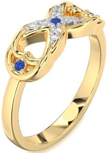 Diamond Blue Sapphire Gold Infinity Ring