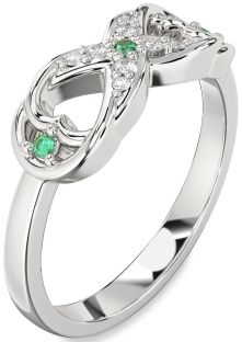 Diamond Emerald Platinum Infinity Ring