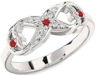 Diamond Ruby White Gold Infinity Ring