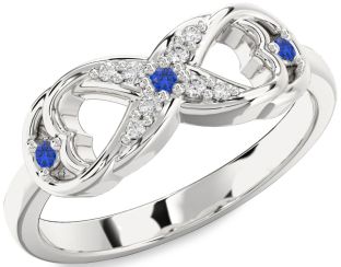 Diamond Blue Sapphire White Gold Infinity Ring