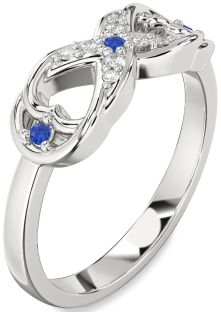 Diamond Blue Sapphire Platinum Infinity Ring