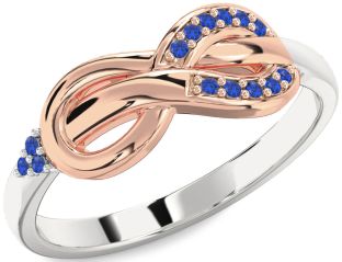 Blue Sapphire Rose Gold Silver Infinity Ring