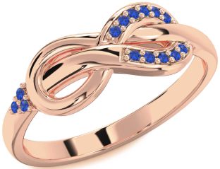Blue Sapphire Rose Gold Silver Infinity Ring