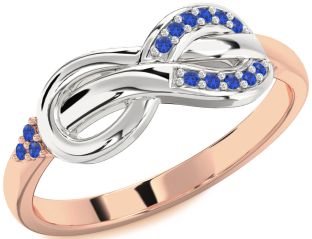 Blue Sapphire Rose Gold Silver Infinity Ring