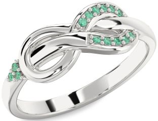 Emerald Silver Infinity Ring