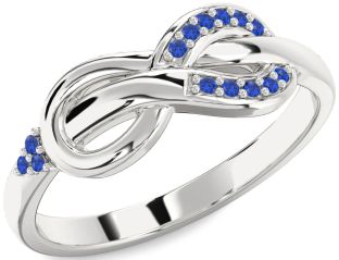 Blue Sapphire White Gold Infinity Ring