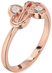 Diamond Rose Gold Infinity Round Two Stone Ring