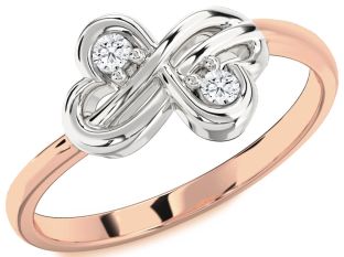 Diamond White Rose Gold Infinity Round Two Stone Ring