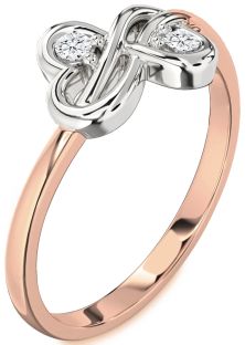 Diamond White Rose Gold Infinity Round Two Stone Ring