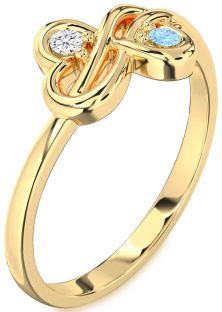 Gold Infinity Round Two Stone Promise Ring
