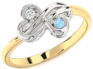 Platinum & Yellow Gold Infinity Round Two Stone Promise Ring