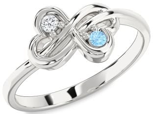 Silver Infinity Round Two Stone Promise Ring