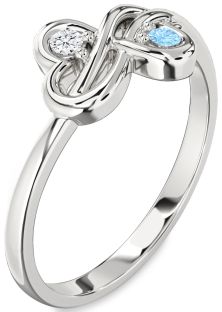 Platinum Infinity Round Two Stone Promise Ring