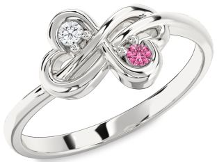 Silver Infinity Round Two Stone Promise Ring