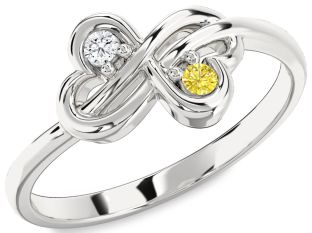Silver Infinity Round Two Stone Promise Ring