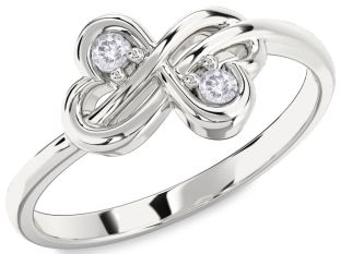 Salt & Pepper Diamond Silver Infinity Round Two Stone Ring