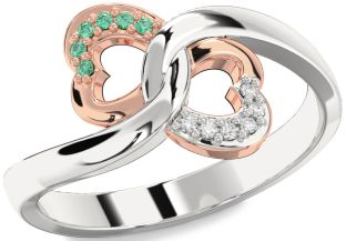 Silver & 10K Rose Gold Infinity Heart Promise Ring