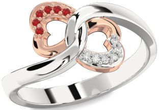 Silver & 10K Rose Gold Infinity Heart Promise Ring