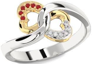 Silver & 10K gold Infinity Heart Promise Ring