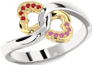 Silver & 10K gold Infinity Heart Promise Ring
