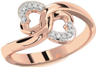 Diamond Rose Gold Infinity Heart Round Ring