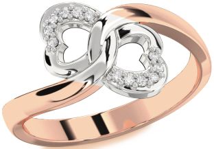 Diamond White Rose Gold Infinity Heart Round Ring