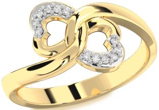 Diamond Gold Infinity Heart Round Ring