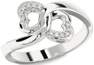 Diamond Platinum Infinity Heart Round Ring