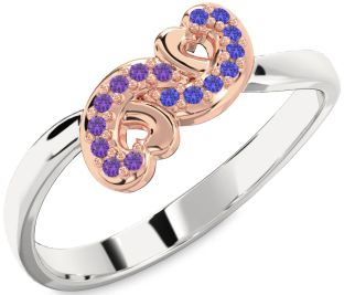 Emerald Platinum & Rose Gold Infinity Heart Ring