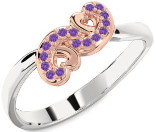 Emerald Platinum & Rose Gold Infinity Heart Ring