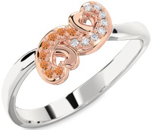 Emerald Platinum & Rose Gold Infinity Heart Ring