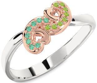 Emerald Platinum & Rose Gold Infinity Heart Ring