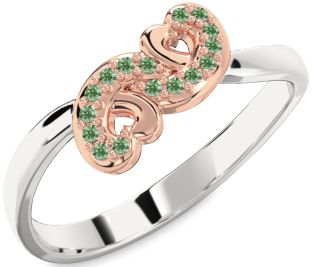 Emerald Platinum & Rose Gold Infinity Heart Ring