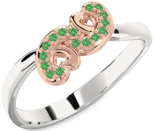 Emerald Platinum & Rose Gold Infinity Heart Ring
