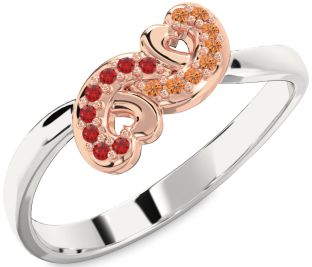 Emerald Platinum & Rose Gold Infinity Heart Ring