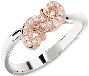Emerald Platinum & Rose Gold Infinity Heart Ring