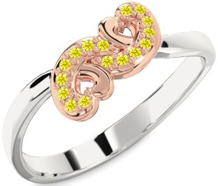 Emerald Platinum & Rose Gold Infinity Heart Ring