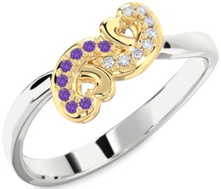 Emerald Platinum & Yellow Gold Infinity Heart Ring