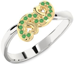 Emerald Platinum & Yellow Gold Infinity Heart Ring