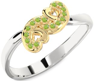 Emerald Platinum & Yellow Gold Infinity Heart Ring