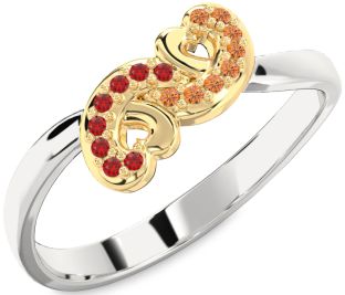 Emerald Platinum & Yellow Gold Infinity Heart Ring