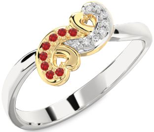 Silver & 10K gold Infinity Heart Promise Ring