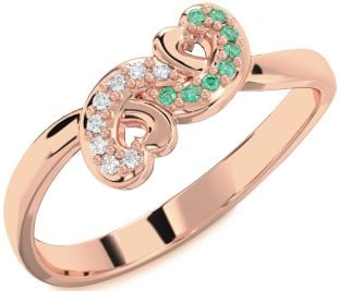 Emerald Rose Gold Infinity Heart Ring