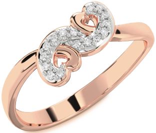 Diamond Rose Gold Infinity Heart Round Ring